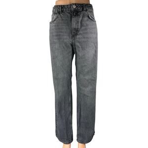Zara Women's Black High Waisted Straight Wide Leg Denim Jeans Pants Size 10